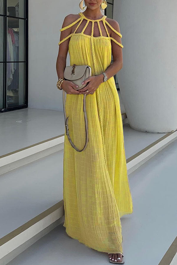 Zoe - Robe en lin mélangé avec tresses