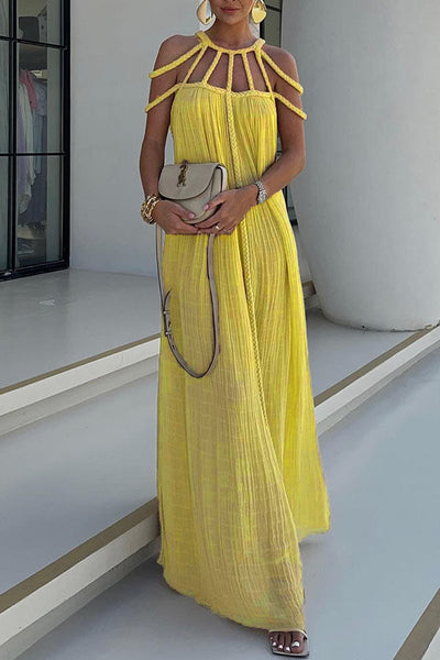 Zoe - Robe en lin mélangé avec tresses