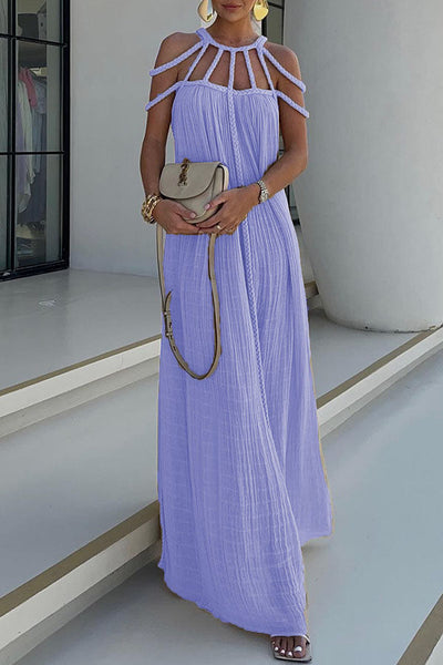 Zoe - Robe en lin mélangé avec tresses