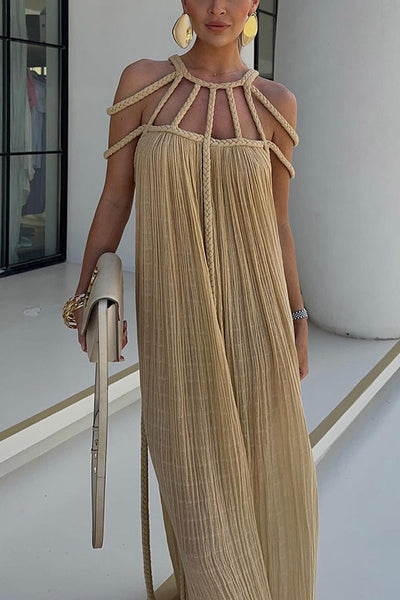 Zoe - Robe en lin mélangé avec tresses
