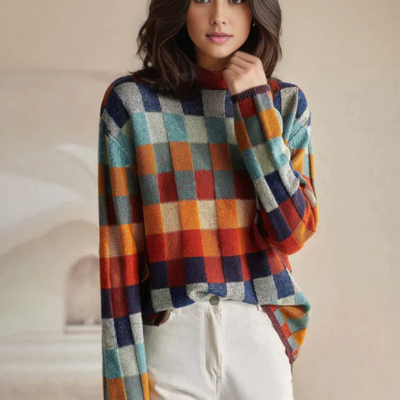 Nicole | Pull à carreaux de luxe