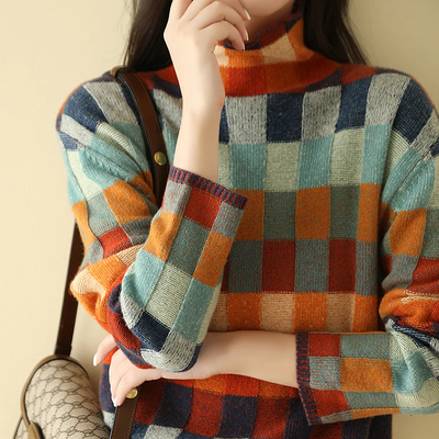 Nicole | Pull à carreaux de luxe