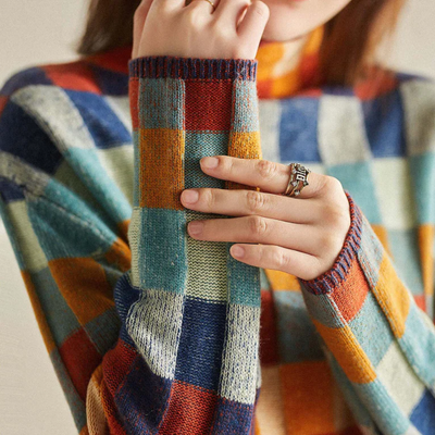 Nicole | Pull à carreaux de luxe