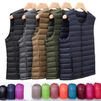 Artic - Gilet en coton plissé avec plumes de canard blanches